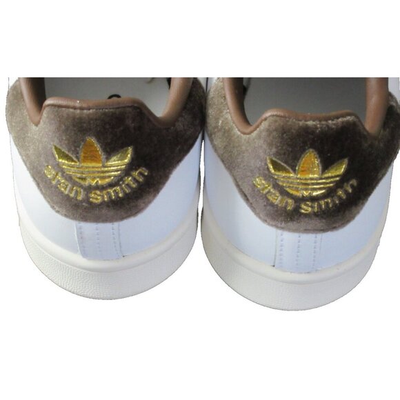 Adidas Women's Stan Smith Leather Court Sneakers White Gold Brown Sizes NIB - Picture 3 of 5